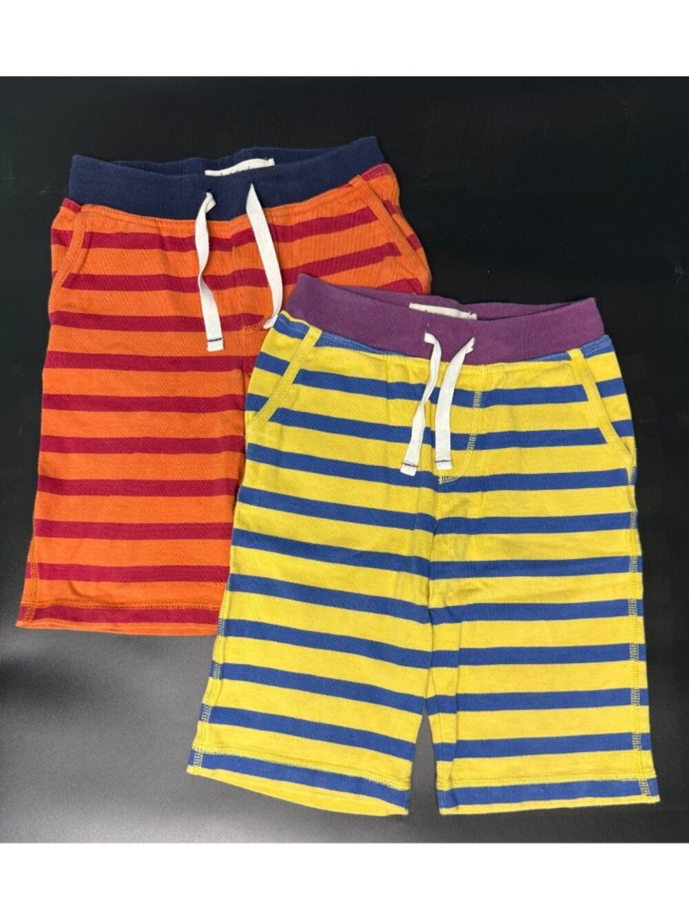 SIZE 5 Boys Mini Boden Stripe Knit Shorts Yellow Blue Orange Red
